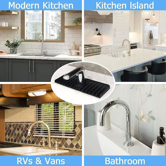 Black Plastic Kitchen Sink Organizer Base 37x13.7x1.8cm