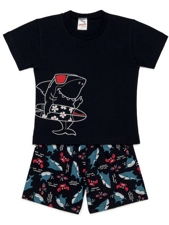 Minerva Kids' Pajamas Summer Navy Blue Surf Day