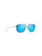 Maui Jim Mikioi Sunglasses with Gray Metal Frame and Light Blue Polarized Lens B887-03