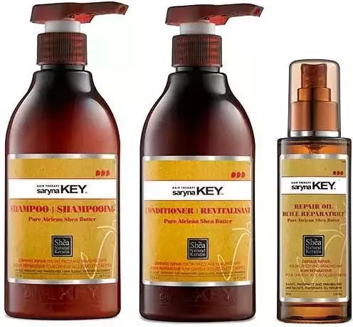 Saryna Key Damage Repair Trio Pack Hair Care Set for Reconstruction & Nourishment for Damaged Hair with Shampoo, Conditioner and Oil 3pcs