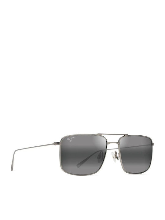 Maui Jim Aeko Мъжки Слънчеви Очила с Сребърна Метална Рамка и Сив Поляризиран Лещи H886-17