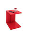 C-Shape Rectangular Wooden Side Table with Wheels Red L35xW45xH60cm