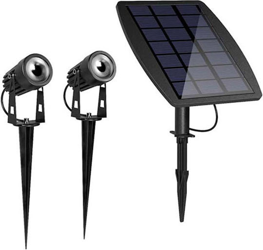 123led Σετ 2 Καρφωτά Ηλιακά Φωτιστικά 100lm με Θερμό Λευκό Φως 3000K IP44