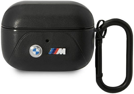 BMW Curved Line Θήκη Δερματίνης με Γάντζο σε Μαύρο χρώμα για Apple AirPods Pro