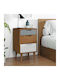 Bedside Table Molde Made of Solid Wood Beige 40x35x65cm