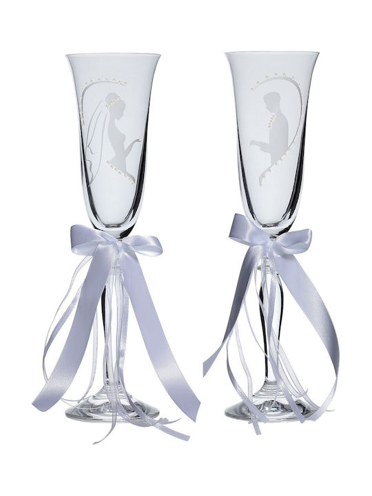 Ioannis Crystal Champagne Glasses European Crystals Τransparent 2pcs