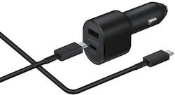Samsung Φορτιστής Αυτοκινήτου με Θύρες 1xUSB-A 1xType-C και Καλώδιο Type-C