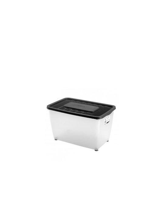 Plastic Storage Box with Lid Black 56x37x34cm