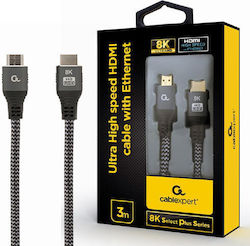 Cablexpert CCB-HDMI8K-3M HDMI 2.1 Braided HDMI male - HDMI male 3m Μαύρο