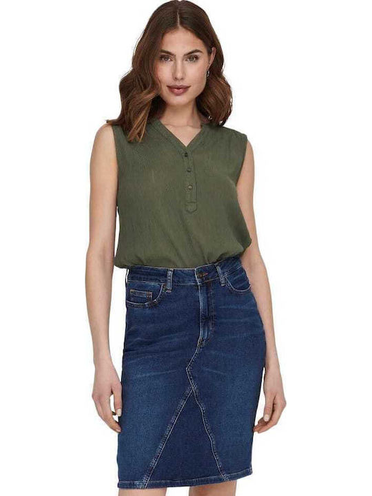 Only Women's Summer Blouse Sleeveless with V Ne...