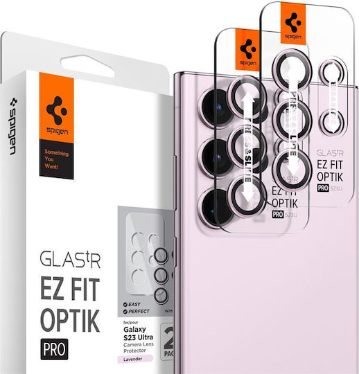Spigen Glass EZ Fit Optik Pro (2pack) Протекция на Камера Закалено Стъкло Лавандула за Galaxy S23 Ultra
