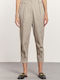 Keysha-Mt WP-N-PNT-S23-001 Damen Hoch tailliert Stoff Capri Hose Beige