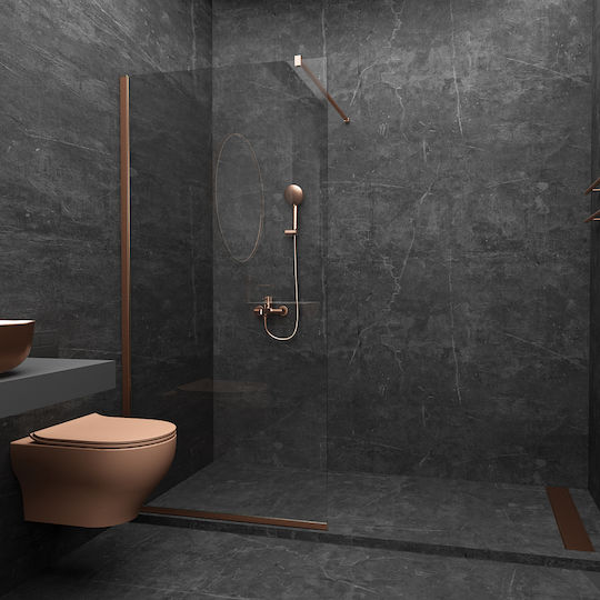 Orabella Serena Διαχωριστικό Ντουζιέρας 58-60x200cm Clean Glass Oro Rose Gold