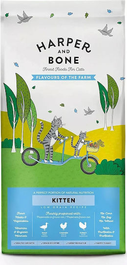Harper and Bone Flavours Of The Farm Ξηρά Τροφή με Λίγα Σιτηρά για Ανήλικες Γάτες με Γαλοπούλα / Κοτόπουλο / Πάπια 2kg