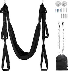 741112 Σετ Κούνια Yoga Αντιβαρυτική Yoga Swing Trapeze Μαύρη 5x1.5m Με 6 Λαβες Megafitness