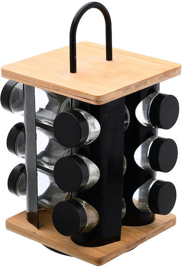 Estia Bamboo Essentials Θήκες Μπαχαρικών Γυάλινες σε Περιστρεφόμενη Βάση Καφέ 12τμχ Estia Bamboo Essentials Θήκες Μπαχαρικών Γυάλινες σε Περιστρεφόμενη Βάση Καφέ 12τμχ