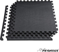Pegasus Δάπεδα Παζλ Γυμναστηρίου 60x60x1.2cm 4τμχ Μαύρα