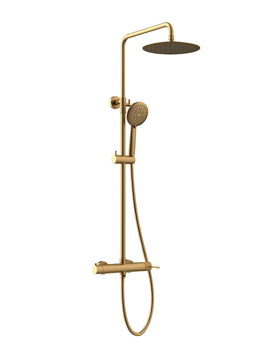 Orabella Terra Verstellbare Duschsäule mit Armatur 88-118cm Gold