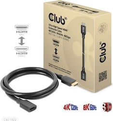 Club3D HDMI 2.1 Cable HDMI male - HDMI female 1m Μαύρο