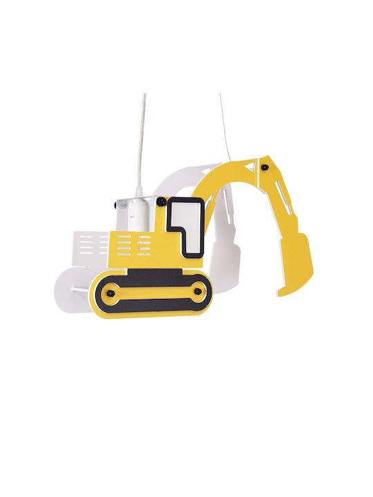 GloboStar Excavator O singură lumină Lumină de tavan pentru copii Agățat din plastic cu suport pentru bec E27 Galben 45x27cm