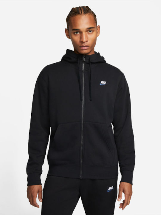 Nike Club Ζακέτα με Κουκούλα Μαύρη