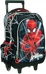 Gim Spiderman Black City Σχολική Τσάντα Τρόλεϊ Δημοτικού σε Μαύρο χρώμα