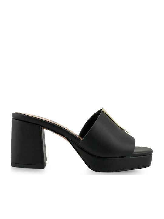 Exe Mules mit Chunky Hoch Absatz in Schwarz Farbe