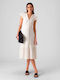 Summer Midi Shirt Dress Dress with Ruffle White
