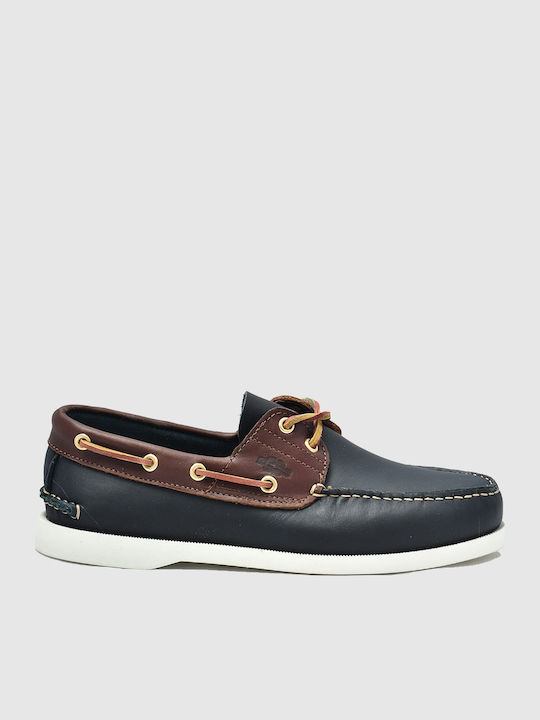 Chicago Δερμάτινα Ανδρικά Boat Shoes Navy/Tabac