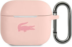 Lacoste Θήκη Σιλικόνης με Γάντζο σε Ροζ χρώμα για Apple AirPods 3