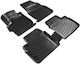 Wöller Set of Front and Rear Mats 4pcs Tray Type for Peugeot 107 Toyota Aygo Citroen C1 2005-2014 Black