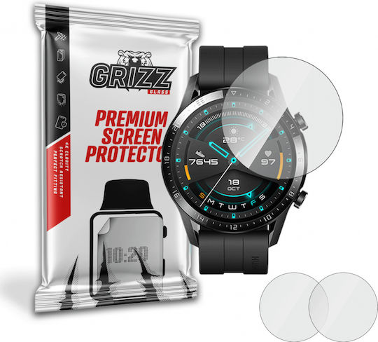 GrizzGlass Hybrid Glass 2pcs Anti-scratch Screen Protector for the Huawei Watch GT2 46mm 2pcs