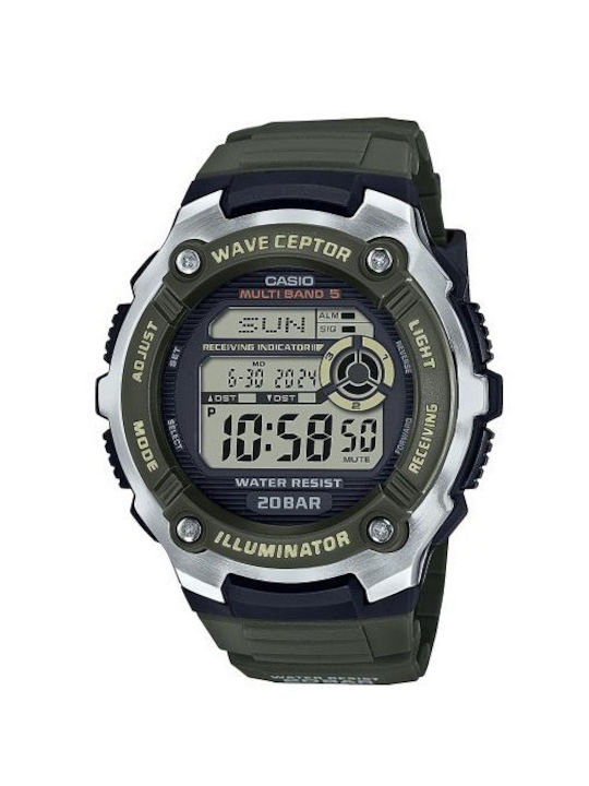 Casio Waveceptor Ceas Baterie cu Verde Brățară din cauciuc