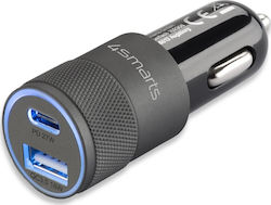4Smarts Rapid Încărcător Auto cu Porturi 1xUSB-A 1xType-C 4Smarts Rapid Încărcător Auto cu Porturi 1xUSB-A 1xType-C