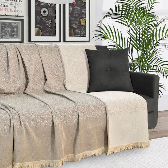 Lino Home Двуместен диван с хвърчащи листа Meliki 180x250см. Бежов