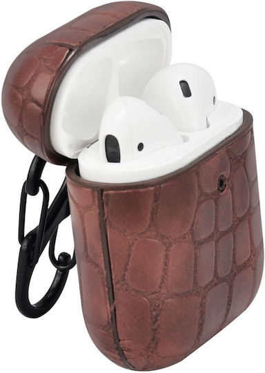 TerraTec AirBox Stone Pattern Case Plastic with Hook Dark Brown for Apple AirPods 1 / AirPods 2