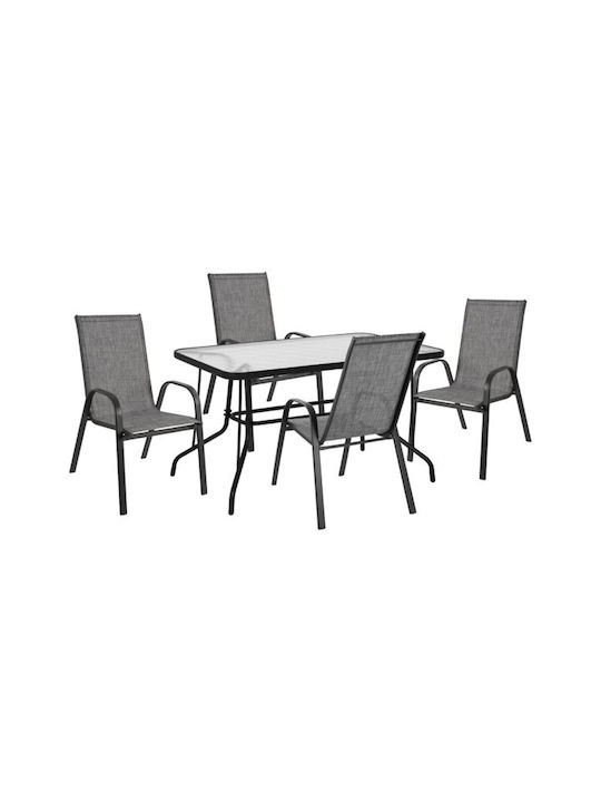 Outdoor Dining Set Textline 5 Pieces Gray