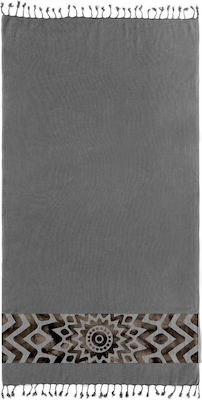 Guy Laroche Pestemal 17 Beach Towel Cotton Anthracite with Fringes 170x90cm.