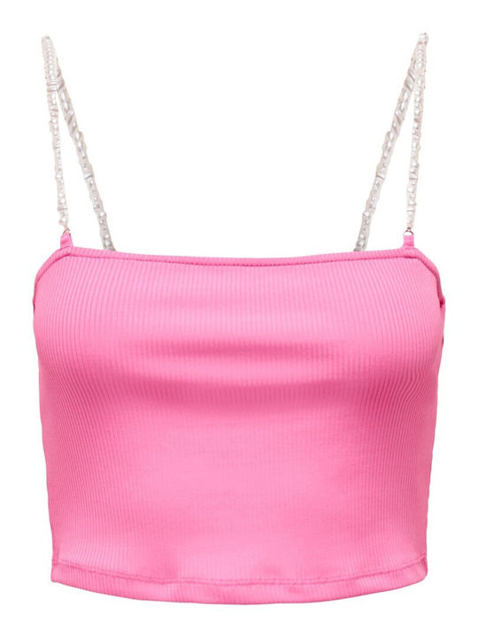 Only Women's Summer Crop Top with Straps Fuchsia