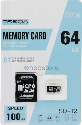 Treqa SD-12 SDHC 64GB Clasa 10 U1 A1 UHS-I cu adaptor