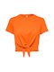 Only Damen Crop T-shirt Orange