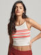 Superdry Vintage Surf Women's Summer Crop Top Cotton Sleeveless Striped Gray