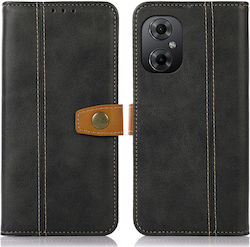 Θήκη Xiaomi Poco M4 5G Mad Mask Leather Wallet Strong Golden Clasp με βάση στήριξης, υποδοχές καρτών και μαγνητικό κούμπωμα μαύρο