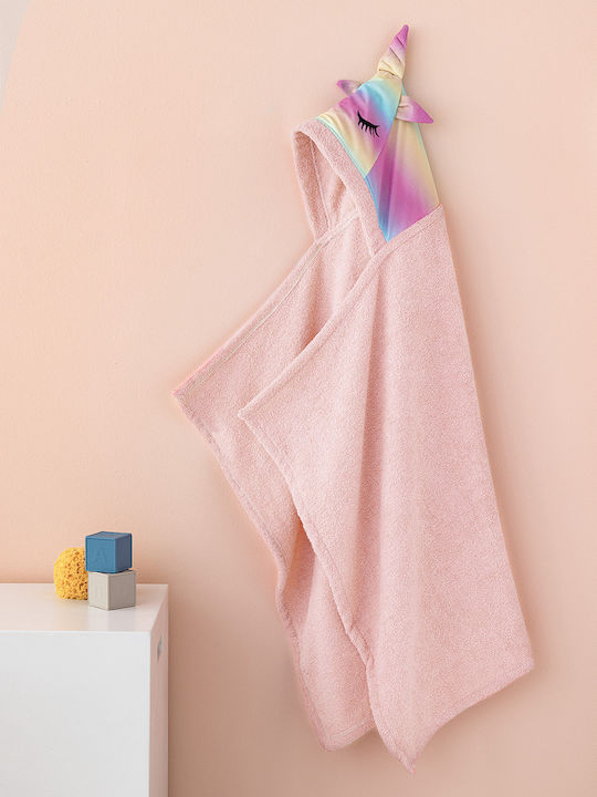 Palamaiki Hooded Baby Bath Towel Monoceros Pink