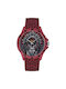 Police Sketch Watch Battery with Red Rubber Strap