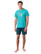 Vamp Men's Summer Cotton Pajamas Set Blue