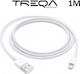 Treqa CA-1012 USB-A to Lightning Cable Λευκό 1m