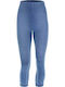 Women's High-waisted Fabric Capri Trousers Push-up Jeggings Blue