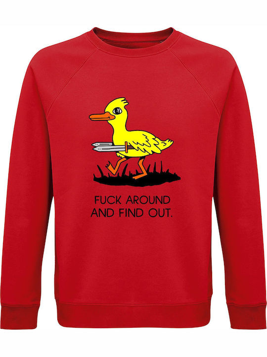 Sweatshirt Unisex Organic " Fuck Around And Find Out " Red