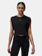 Essentials Summer Women's Cotton Blouse Sleeveless Black